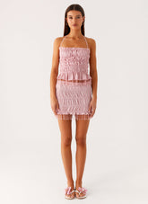 Shari Beaded Mini Skirt - Pink